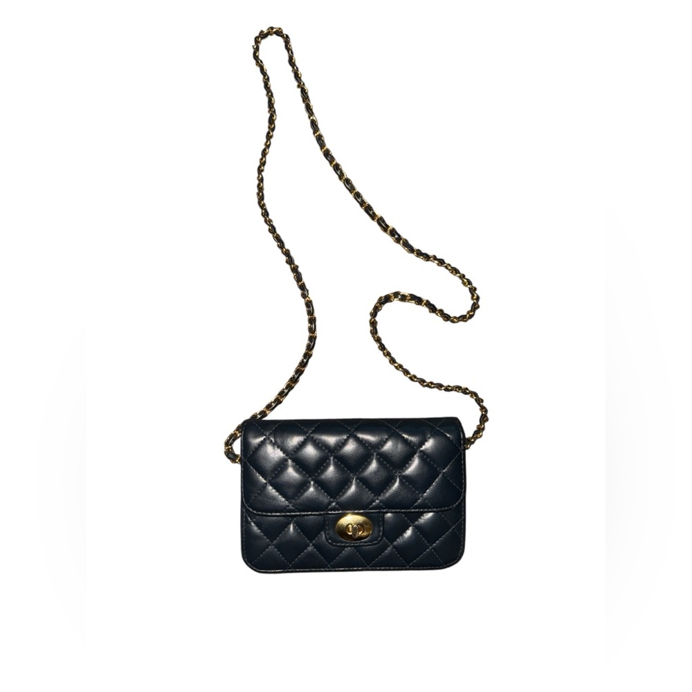 Elegant Black Quilted Chain Bag Mini Designer Style Purse Retro Preppy Going Out